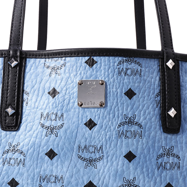 mcm(mcm) 蓝/蓝色图案皮质两面单肩包