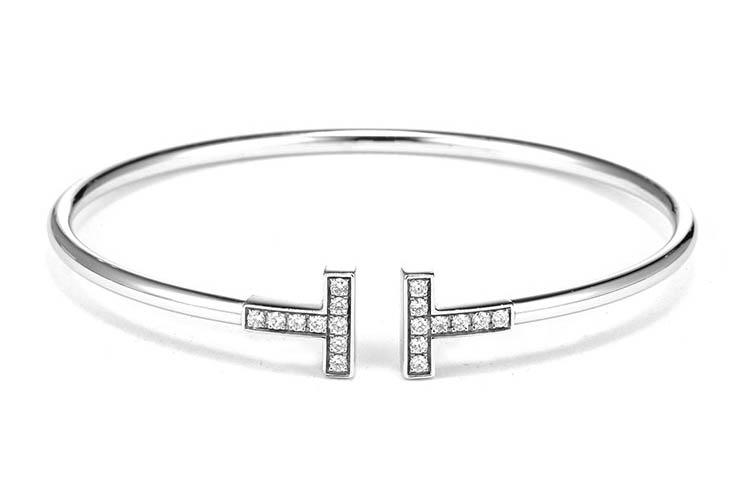 tiffany & co.(蒂芙尼) tiffany t系列18k白金镶钻手镯14.5cm