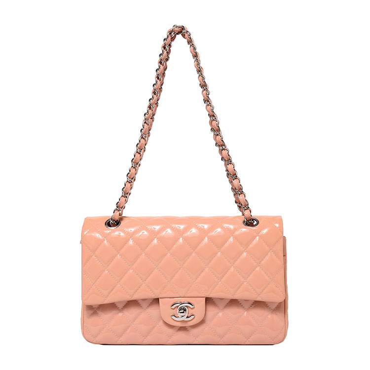 chanel(香奈儿) 裸色漆皮银链单肩包cf