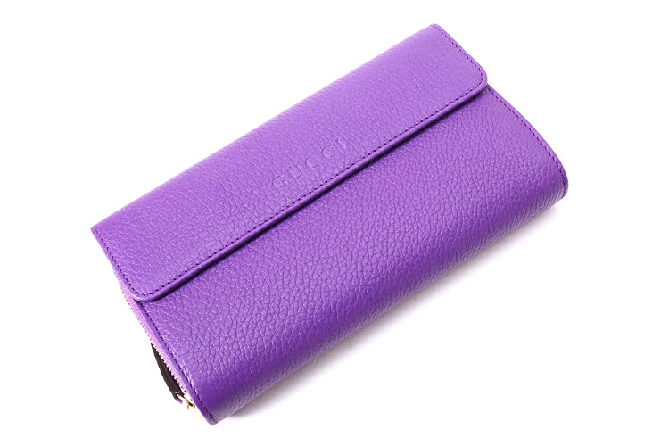 【gucci古驰 钱包】gucci(古驰 紫色皮质长款按扣钱夹 ch【正品 价格