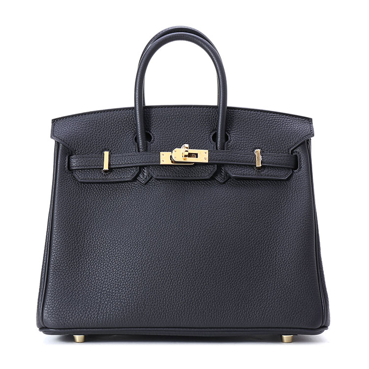 hermes(爱马仕) birkin25黑色皮质手提包