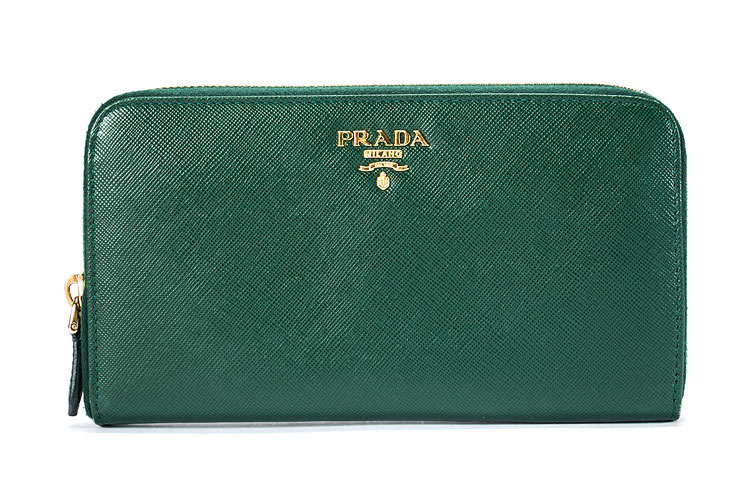 prada(普拉达 prada绿色长款拉链钱夹