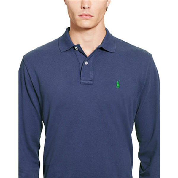 polo ralph lauren classic-fit cotton mesh polo 深蓝绿标长袖t恤