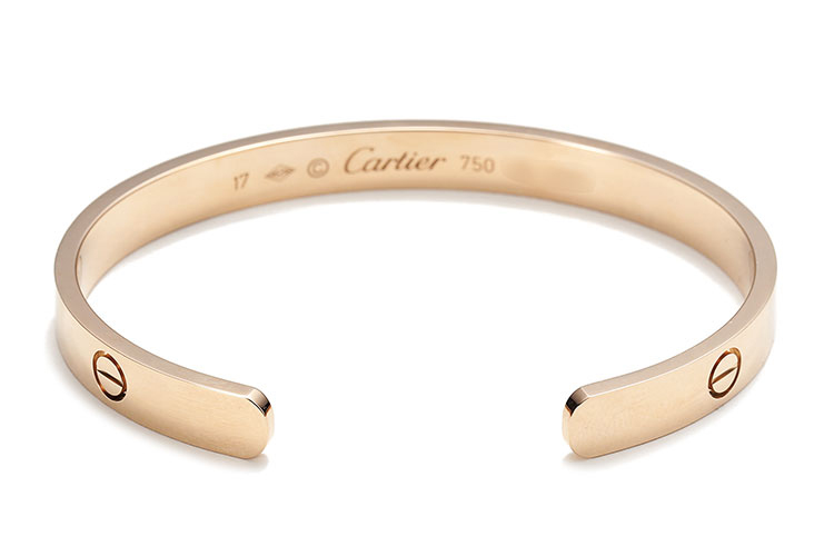 cartier(卡地亚 18k玫瑰金love系列半口手镯17