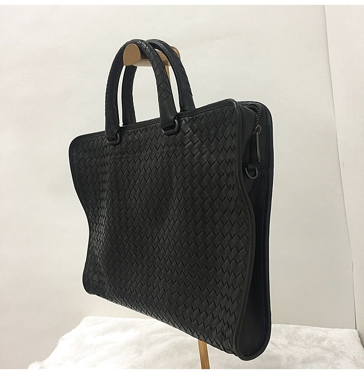 bottega veneta(葆蝶家#黑色编织皮质男士公文包