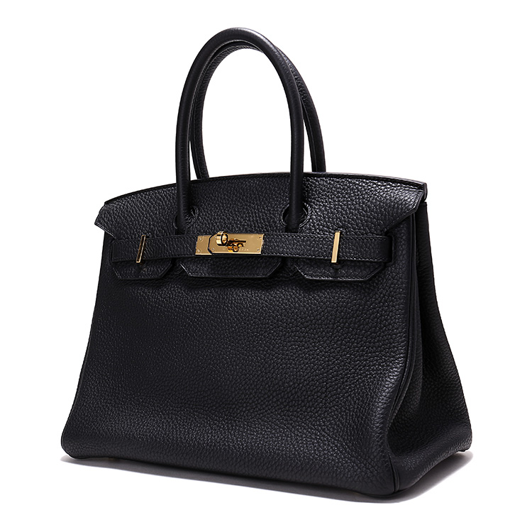 hermes(爱马仕) 黑色皮质金扣birkin 30