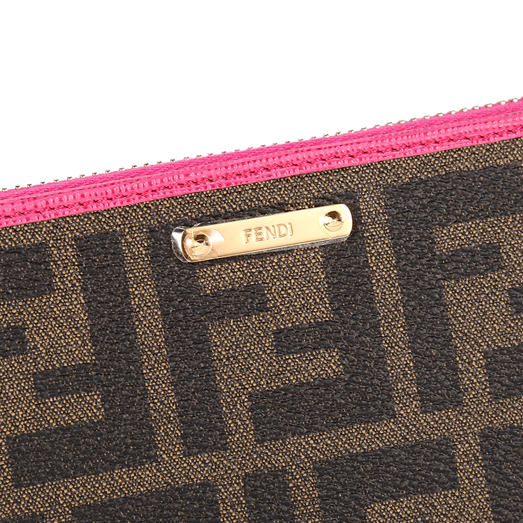 fendi(芬迪) 卡其色f logo印花pvc长款拉链钱夹