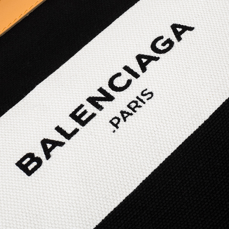 balenciaga(巴黎世家)棕皮质/黑白色帆布手包ch