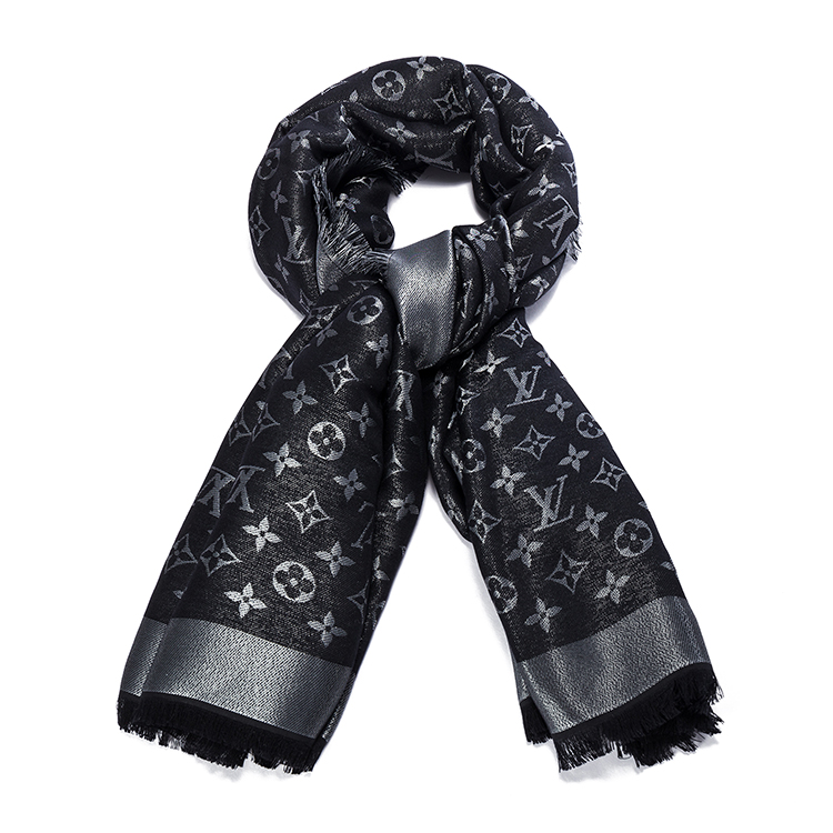 louis vuitton(路易威登) monogram shine 黑灰色披肩