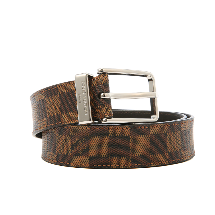 louis vuitton(路易威登) 棕棋格银色针扣腰带90
