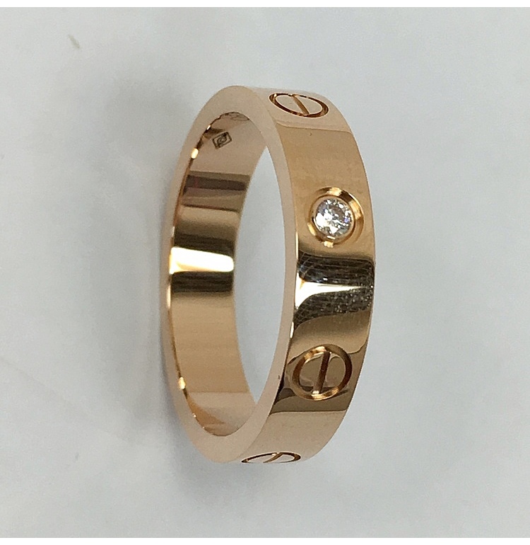 cartier(卡地亚) love系列18k金单钻戒指50