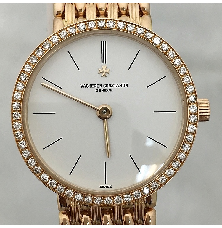 vacheron constantin(江诗丹顿) 18k玫瑰金镶钻女士石英腕表