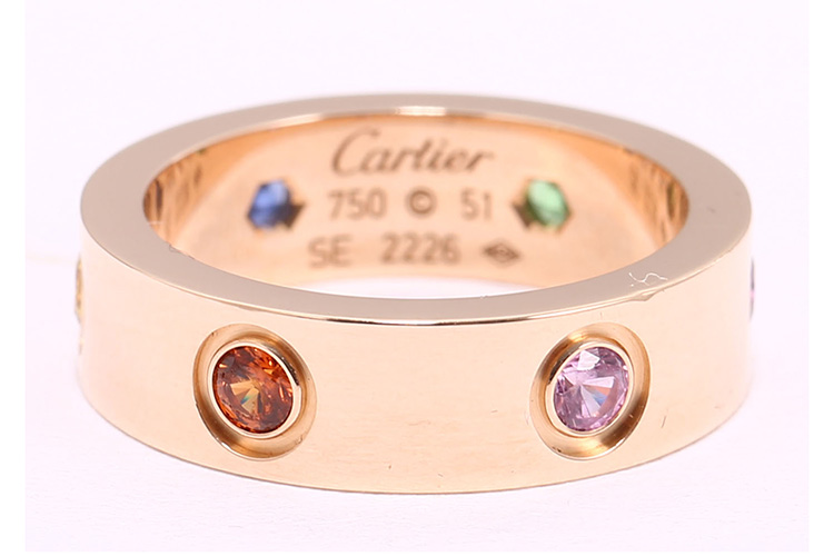 cartier(卡地亚) love系列18k金六颗彩宝戒指51