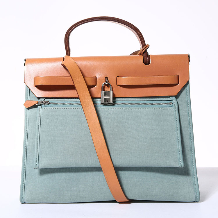 hermes(爱马仕) 蓝色帆布两用包 herbag 31 yh