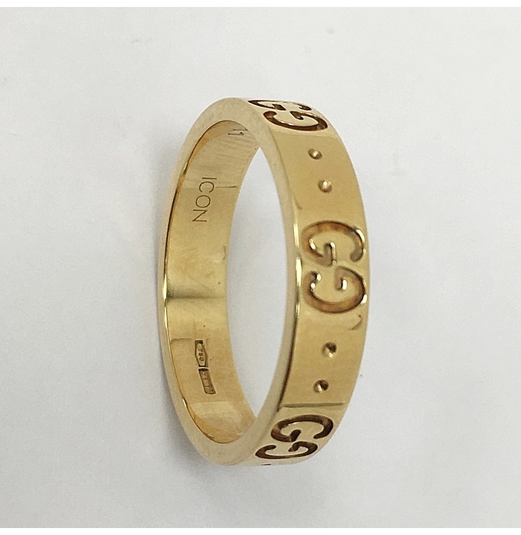 gucci(古驰) 18k黄金双g logo戒指 51