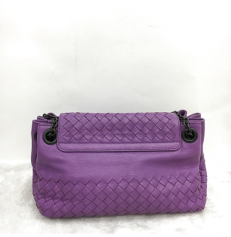 bottega veneta(葆蝶家#紫色编织皮质女士单肩两用包