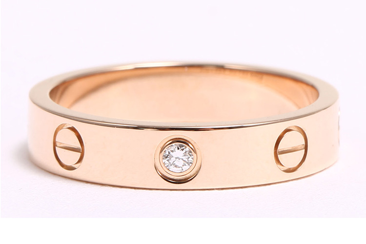 cartier(卡地亚 love系列18k玫瑰金单钻戒指52