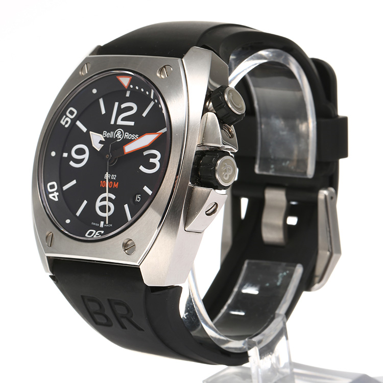 bell&ross(柏莱士) marine系列男士自动机械腕表 br 02-92 steel