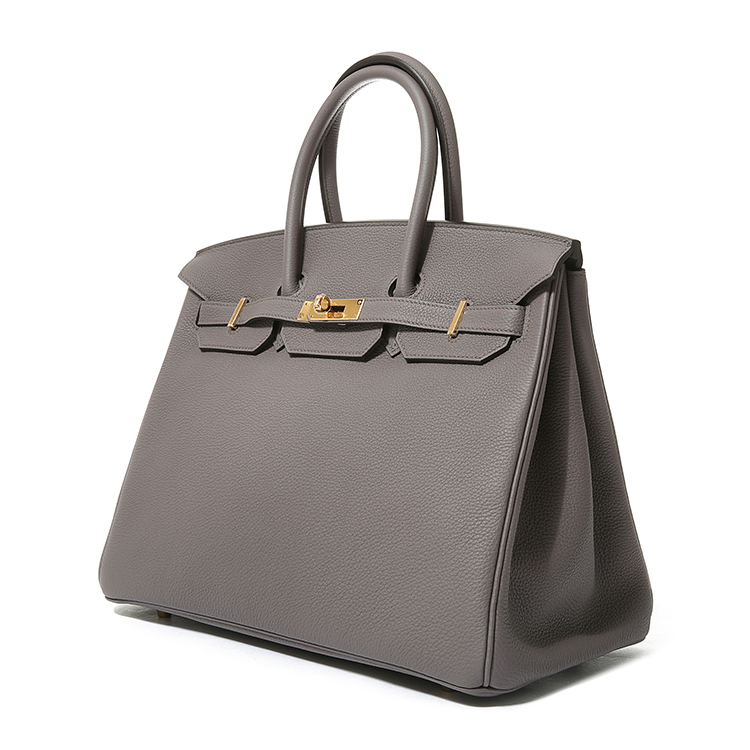 hermes(爱马仕) 8f锡器灰金扣皮质手提包 birkin35