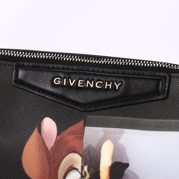 givenchy(纪梵希) 小鹿斑比黑色皮质手拿包