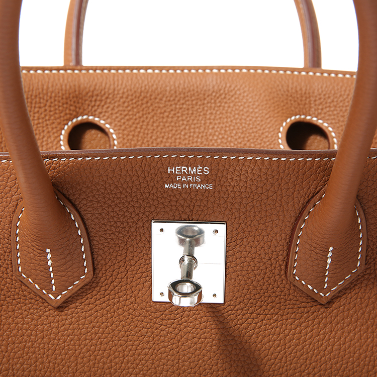 hermes(爱马仕 ck37金色皮质银扣手提包 birkin30