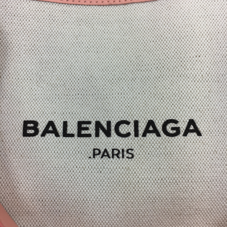 balenciaga(巴黎世家) 米色帆布粉色配皮手提包