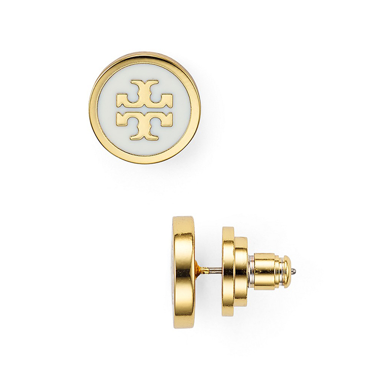 tory burch(托里·伯奇) logo圆形金边耳钉 1849587