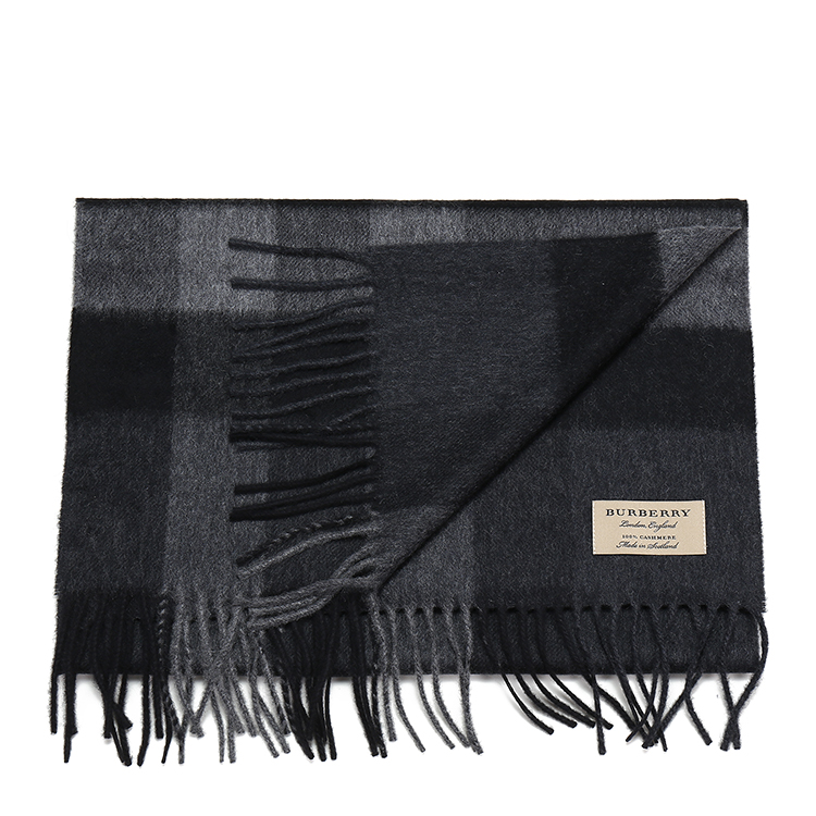 burberry(博柏利) #深灰色格纹男士羊绒围巾 200*36cm
