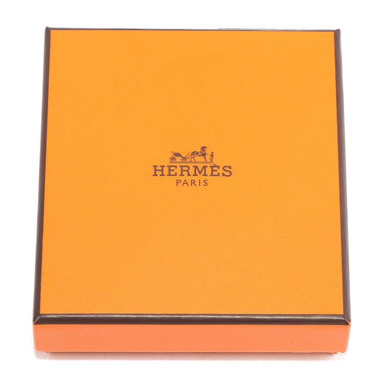 hermes(爱马仕) 橘色珐琅方形h扣金色项链