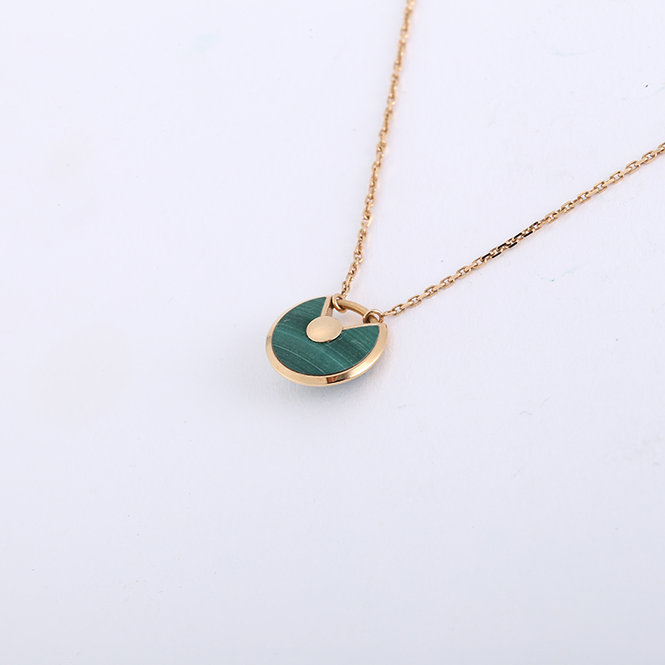 cartier(卡地亚) amulette de cartier系列18k金/孔雀石吊坠项链