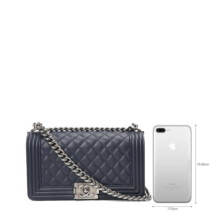 chanel(香奈儿)leboy黑色皮质单肩包