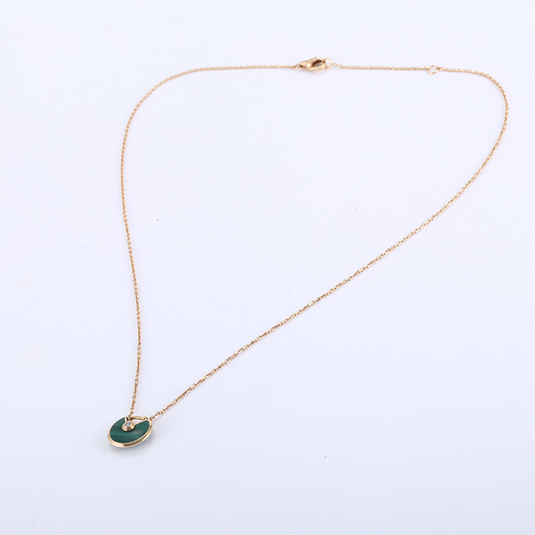 cartier(卡地亚) amulette de cartier系列18k金/孔雀石吊坠项链