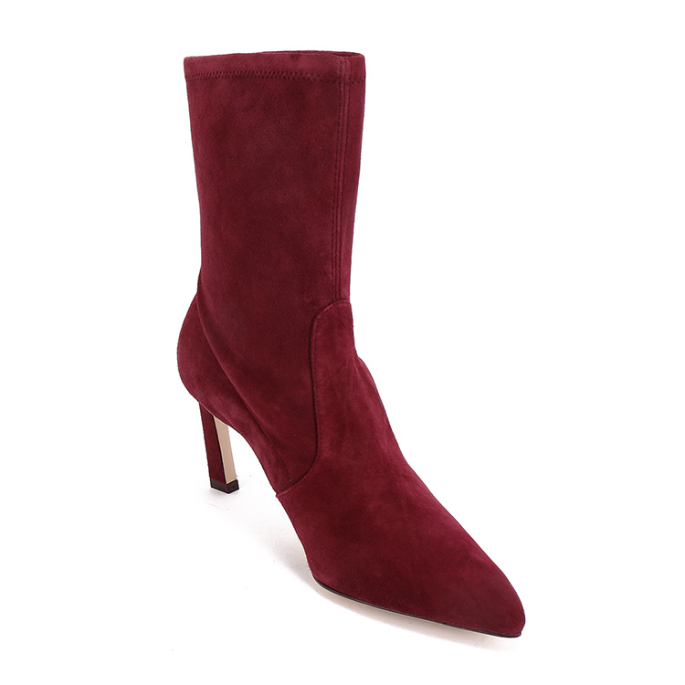 【精选】 18年秋冬 stuart weitzman 酒红色 女士 短靴 rapture 75