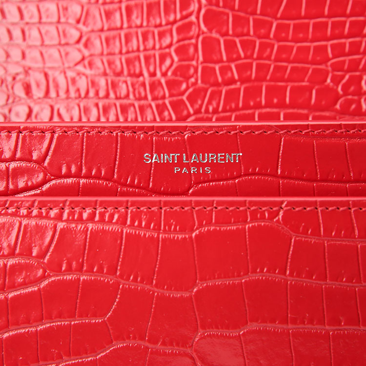yves saint laurent(圣罗兰) 红色鳄鱼纹皮质单肩包