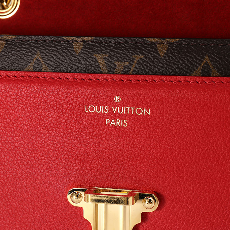 louis vuitton(路易威登) #victoire老花色/红色配皮链条单肩/斜挎包