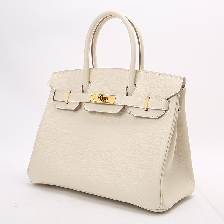 hermes(爱马仕) 10奶昔白皮质手提包birkin30