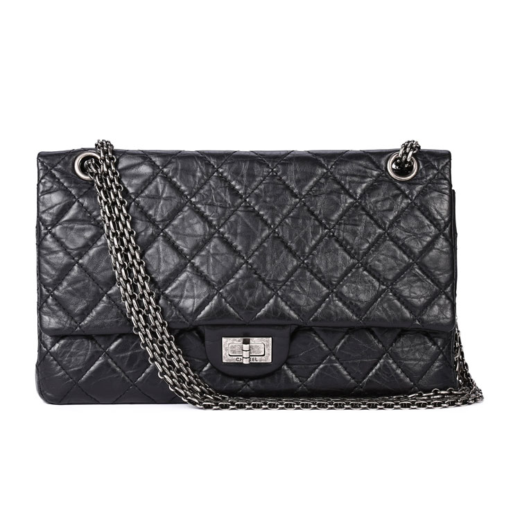 chanel(香奈儿) 黑色皮质中号2.55单肩包 ch