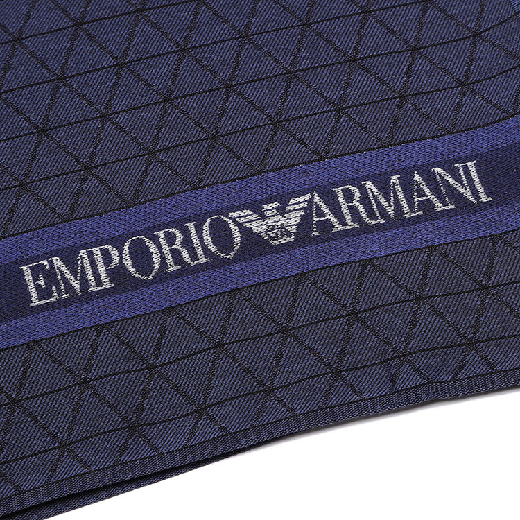 emporio armani/安普里奥阿玛尼 蓝色 男士logo条纹装饰围巾 625269