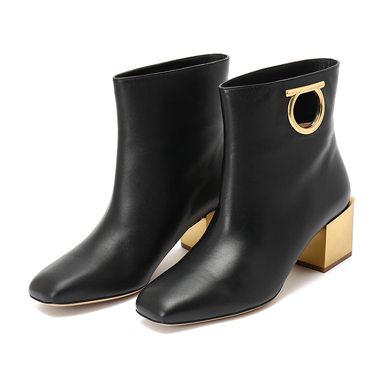 salvatore ferragamo/菲拉格慕 黑色 女士中跟短靴 693058-01n690