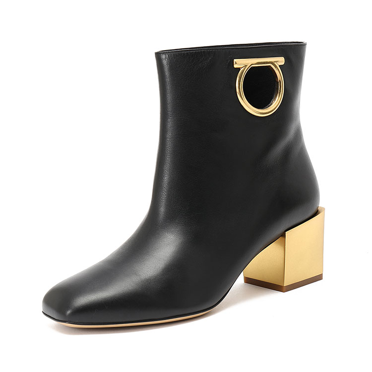 salvatore ferragamo/菲拉格慕 黑色 女士中跟短靴 693058-01n690