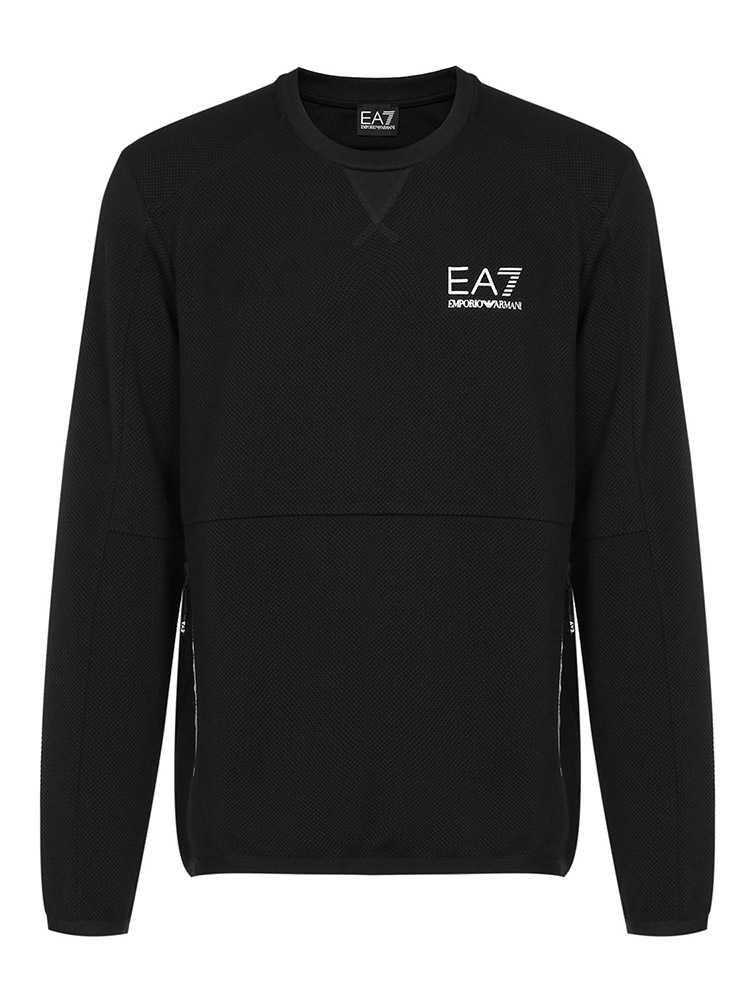 ea7/ea7 黑色 男士插肩口袋套头卫衣 6zpm22-pjg1z-1200