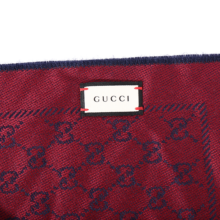 gucci(古驰) 暗红色logo经典款羊毛围巾