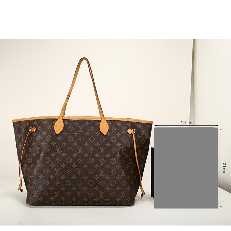 louis vuitton(路易威登) #经典款neverfull系列女士老花色大号单肩包