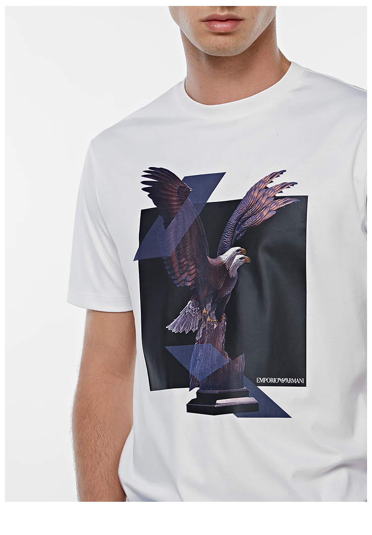 emporio armani/安普里奥阿玛尼 白色 男士t恤 老鹰图案短袖 3g1t70-1