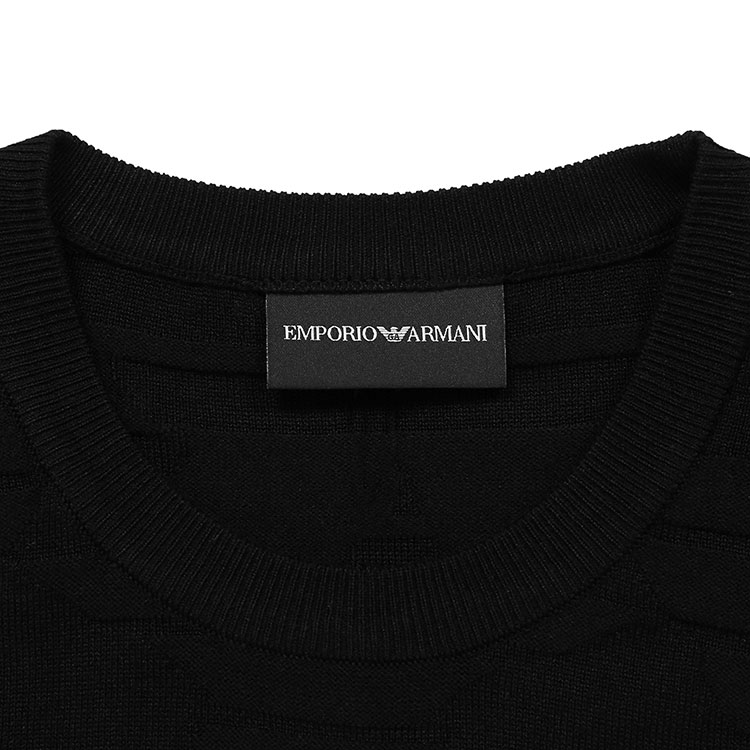emporio armani/安普里奥阿玛尼 黑色 男士通体字母提花针织衫 6g1my8