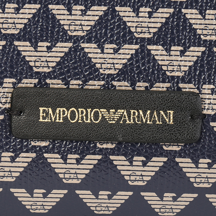 emporio armani/安普里奥阿玛尼 深蓝色 女士鹰logo装饰拉链皮革双肩