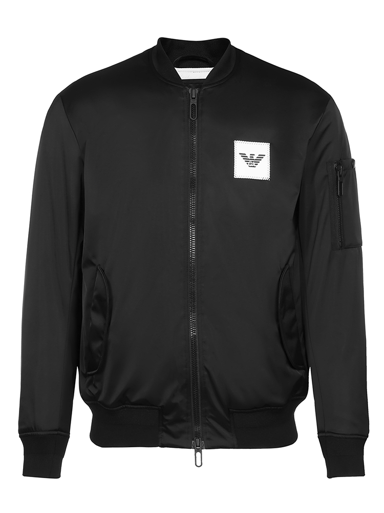 emporio armani/安普里奥阿玛尼 黑色 男士鹰logo贴图图案拉链夹克