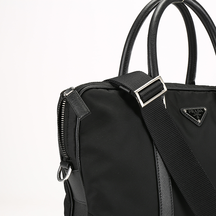 prada(普拉达) #黑色尼龙男士公文包两用包