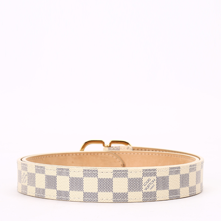 louis vuitton(路易威登) 白棋格金色针扣腰带mini damier75