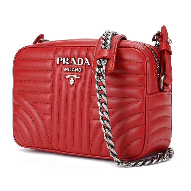 prada(普拉达) #红色皮质女士斜挎包